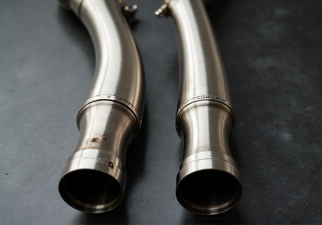 Roestvrij staal versus Titanium uitlaat componenten close-up